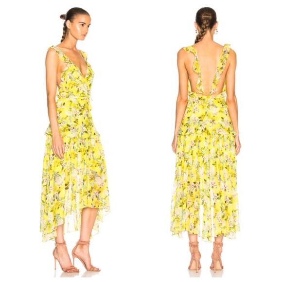 Marissa Webb Kaya Silk Print Dress Yellow‎ Women’s Size Small MSRP: $798 - Picture 1 of 11